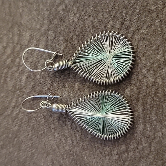 3/$30 Spirograph Threaded Teardrop Dangle Hook Earrings - Picture 2 of 5